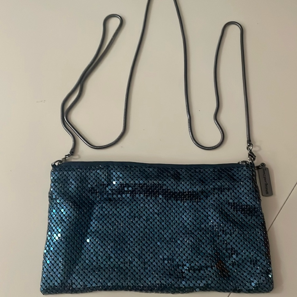 Whiting & Davis blue beaded purse